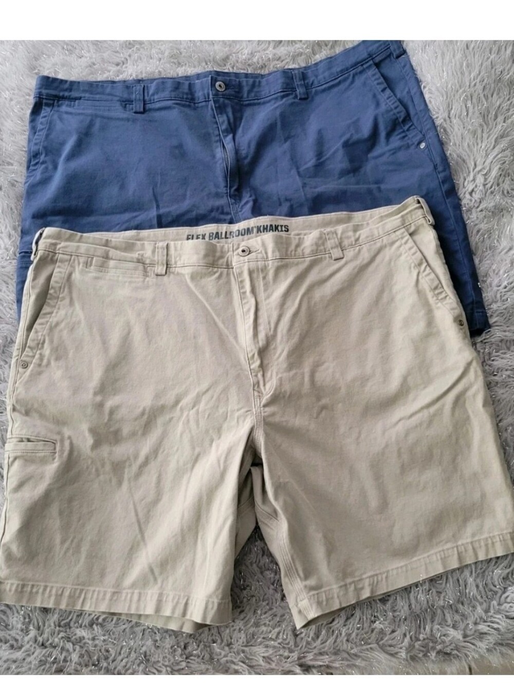 Duluth Trading Flex Ballroom Khaki Navy Blue Shorts Bundle Two 46 Stretch 9 In